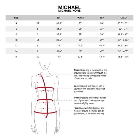 Michael Kors swimsuit size chart